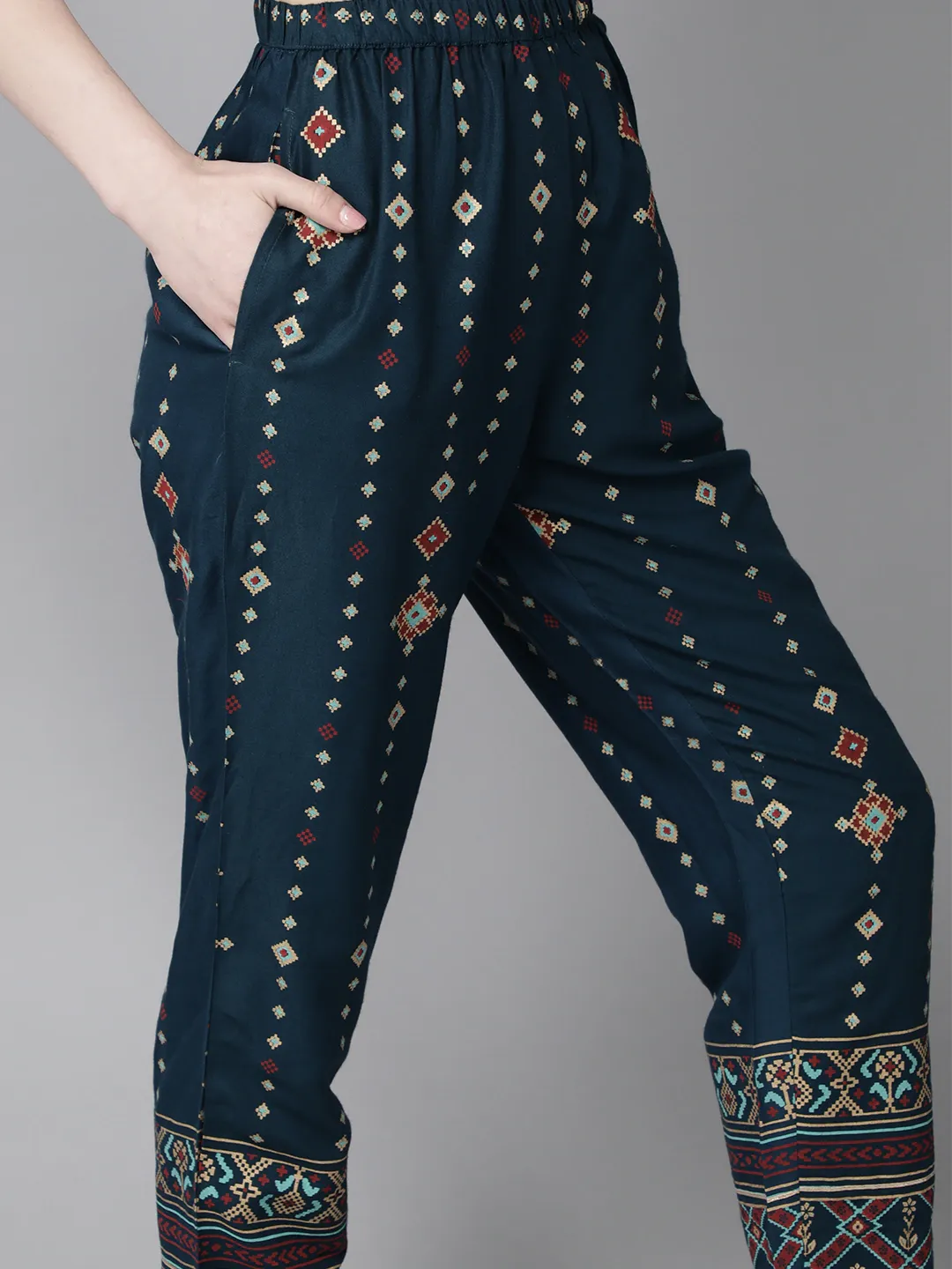 Stylish Teal Embroidered Kurta Set